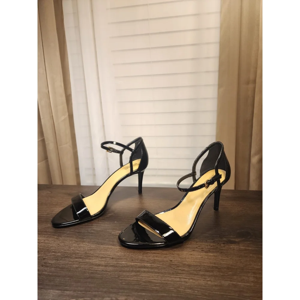 MICHAEL KORS Classic Leather Ankle Strap Stiletto Heel Sandals 9.5 M